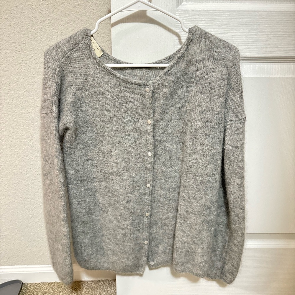 Sezane Gaspard Cardigan in Mottled Grey, Medium